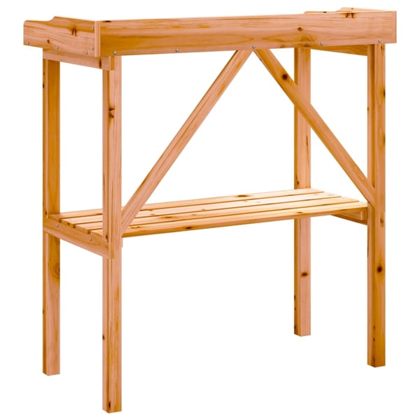 vidaXL Plantebord med hylle brun 78x38x82,5 cm heltre gran