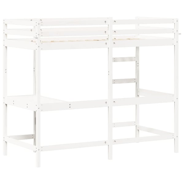 vidaXL Køyeseng med skrivebord hvit 90x190 cm heltre furu