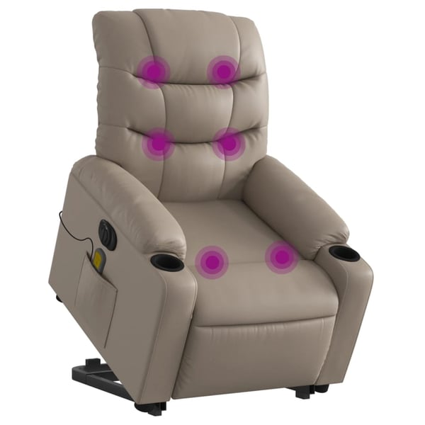 vidaXL massagestol med løftefunktion kunstlæder cappuccinofarvet