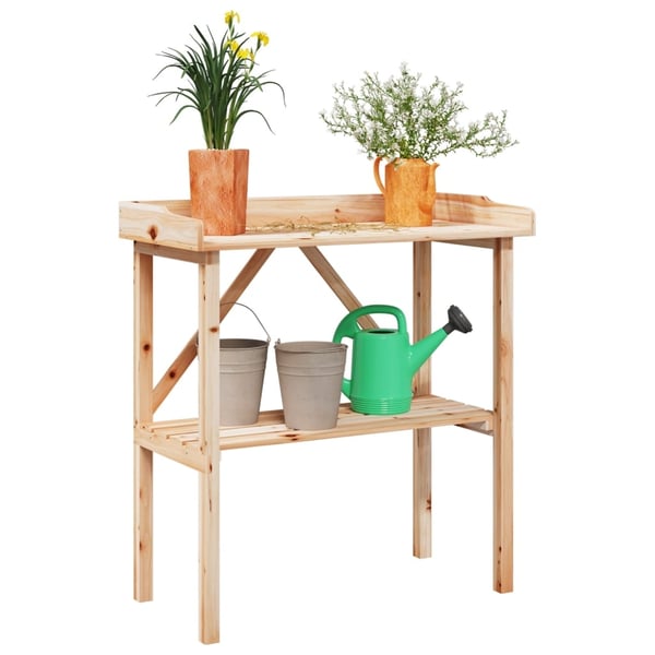 vidaXL Plantebord med hylle 78x38x82,5 cm heltre gran