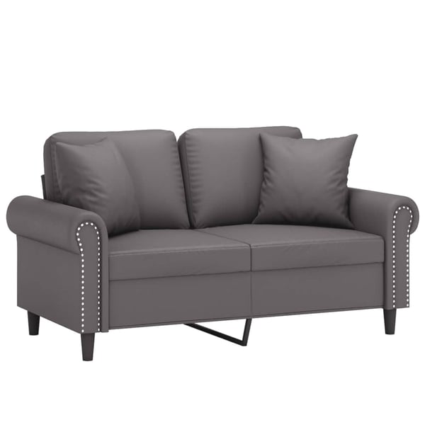 vidaXL 2-personers sofa med pyntepuder 120 cm kunstlæder grå