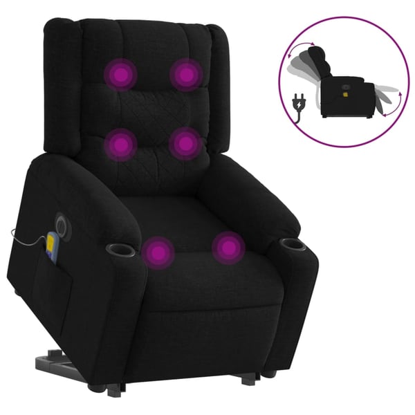 vidaXL elektrisk massagestol med løftefunktion stof sort
