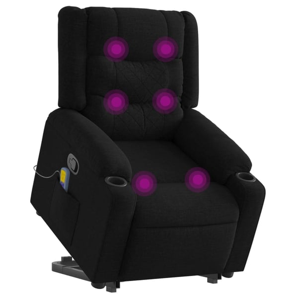vidaXL løftestol med massage stof sort