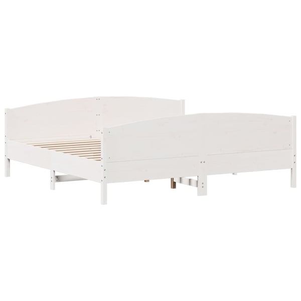 vidaXL Sengeramme med madrass hvit 200x200 cm heltre furu