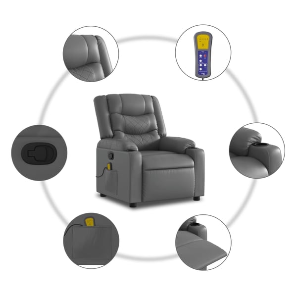 vidaXL løftestol med massagefunktion kunstlæder grå