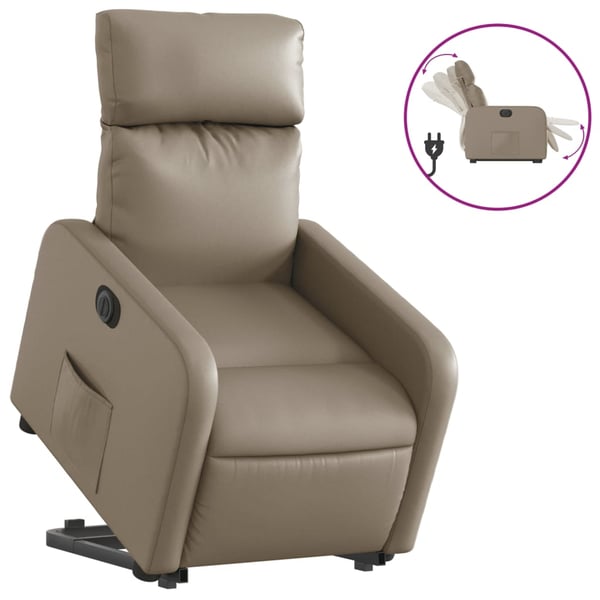 vidaXL Reclinerfåtölj med uppresningshjälp cappuccino konstläder