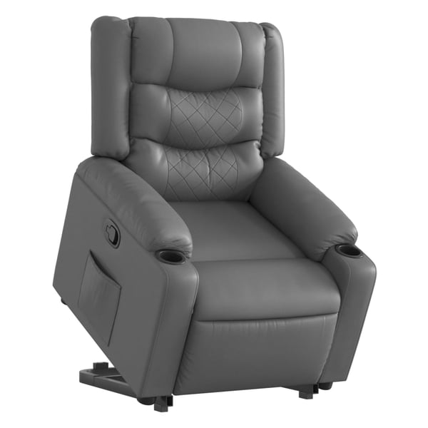 vidaXL Reclinerfåtölj med uppresningshjälp grå konstläder