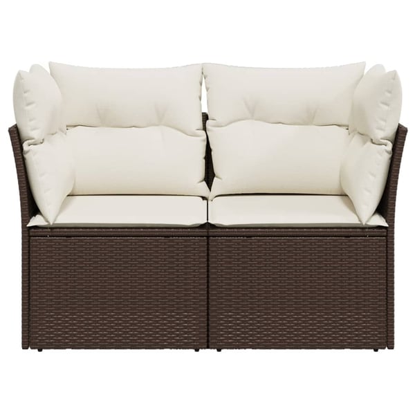 vidaXL 2-personers havesofa med hynder polyrattan brun
