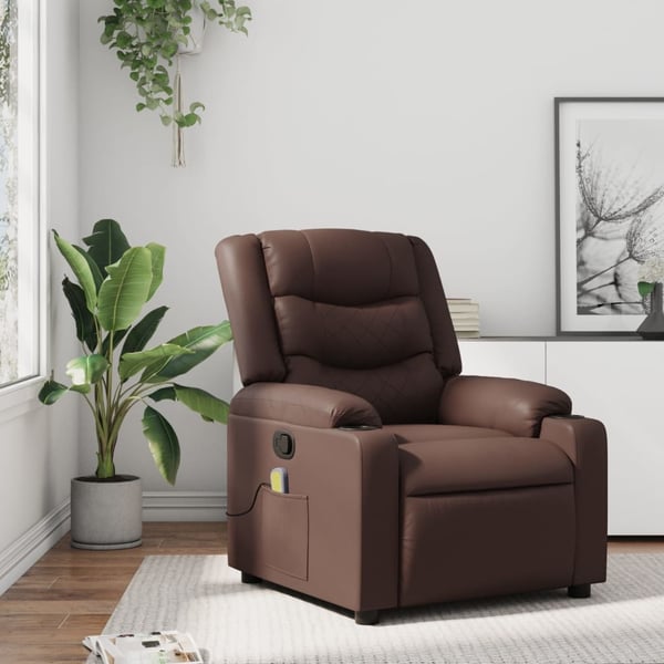vidaXL massagestol kunstlæder brun