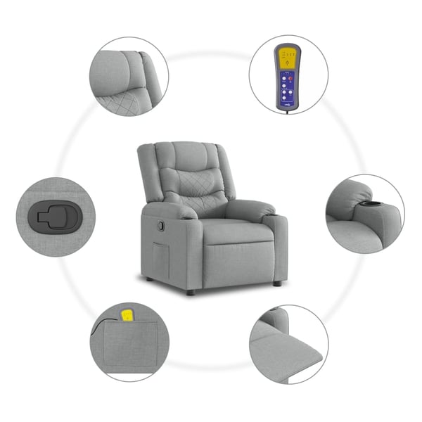 vidaXL massagestol stof lysegrå