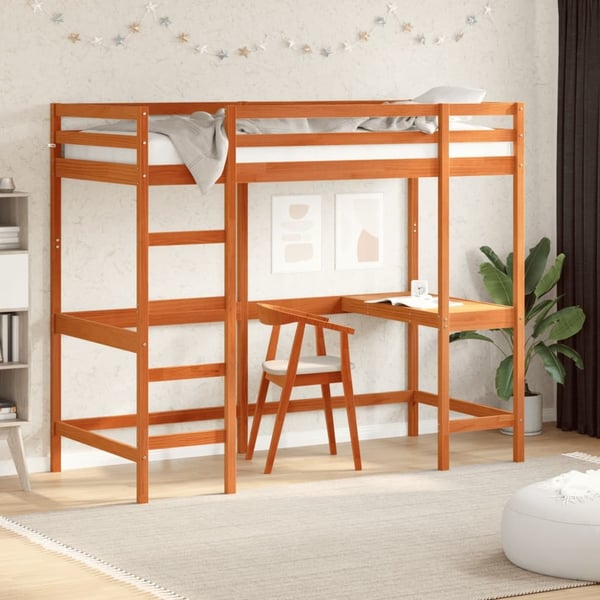 vidaXL Køyeseng voksbrun 90x190 cm heltre furu