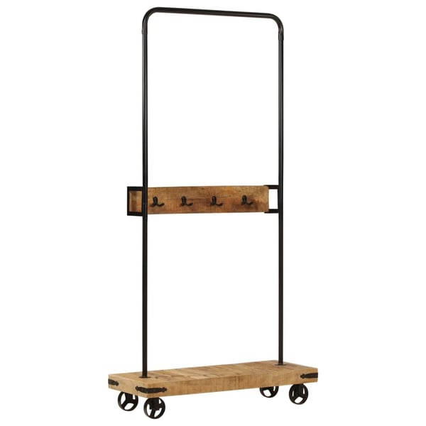 vidaXL Klesstativ med hjul 90x35x190 cm heltre mango og jern