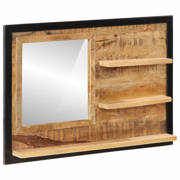 vidaXL Speil med hyller 80x8x55 cm glass og heltre mango