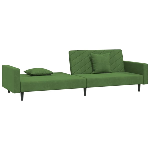 vidaXL 2-personers sovesofa med 2 puder fløjl mørkegrøn