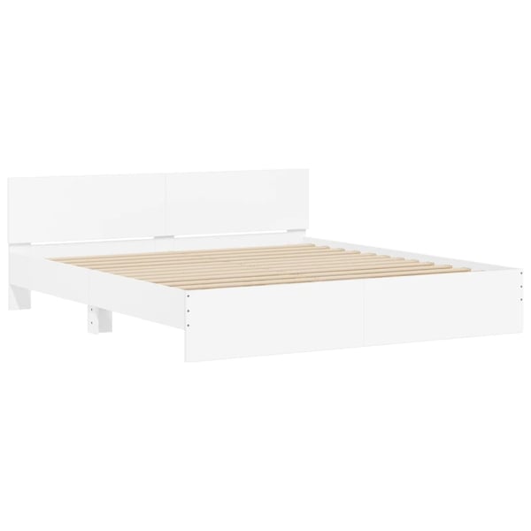 vidaXL Sengeramme med sengegavl hvit 200x200 cm