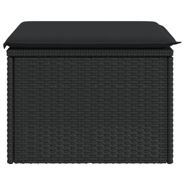 vidaXL haveskammel med hynde 55x55x37 cm polyrattan sort