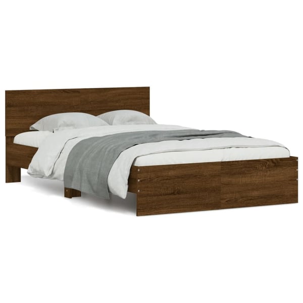 vidaXL Sengeramme med hodegavl brun eik 135x190 cm