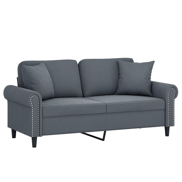 vidaXL 2-personers sofa med pyntepuder 140 cm velour mørkegrå