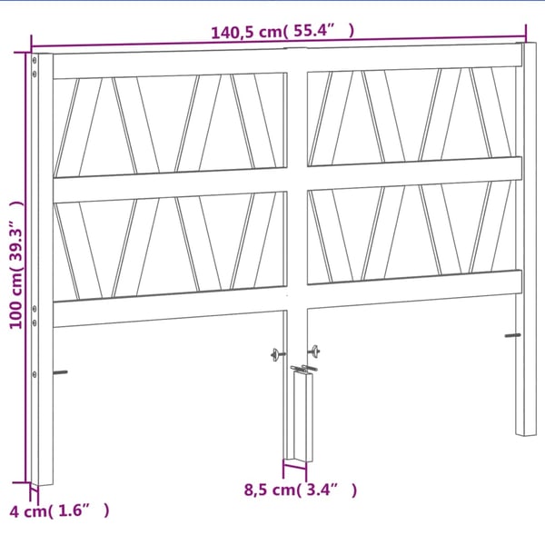 vidaXL Hodegavl voksbrun 135 cm heltre furu