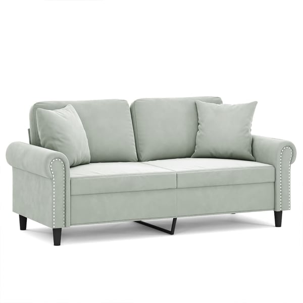 vidaXL 2-personers sofa med pyntepuder 140 cm velour lysegrå