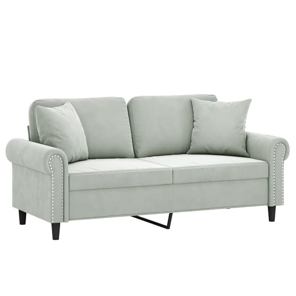 vidaXL 2-personers sofa med pyntepuder 140 cm velour lysegrå