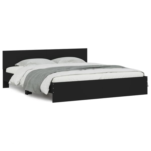vidaXL Sengeramme med hodegavl svart 200x200 cm