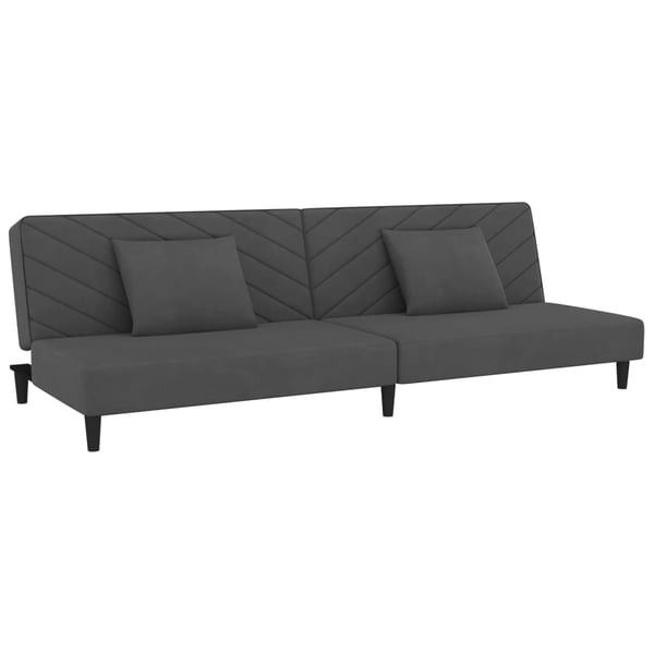 vidaXL 2-personers sovesofa med 2 puder fløjl mørkegrå