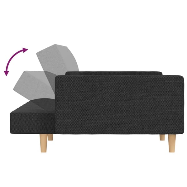 vidaXL Bäddsoffa 2-sits med två kuddar mörkgrå tyg