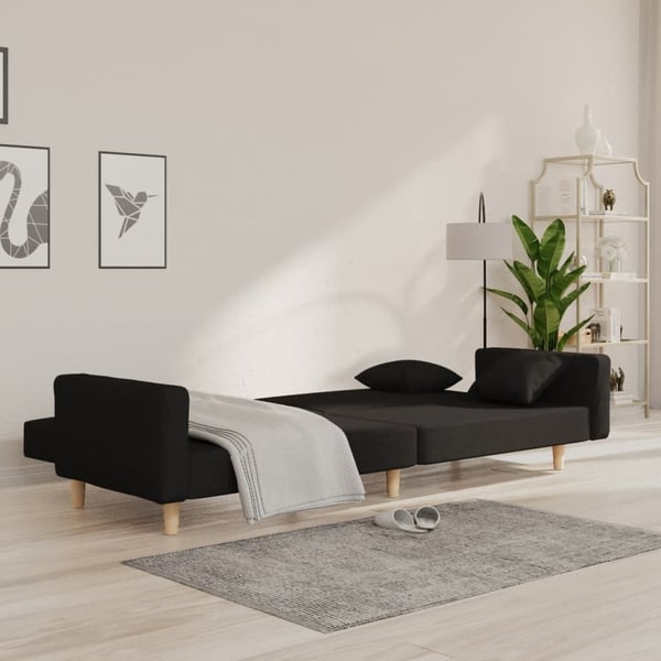 vidaXL 2-personers sovesofa med 2 puder stof sort
