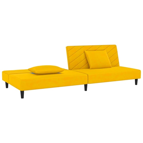 vidaXL Bäddsoffa 2-sits med två kuddar gul sammet