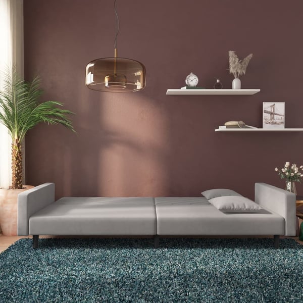 vidaXL 2-personers sovesofa med 2 puder velour lysegrå