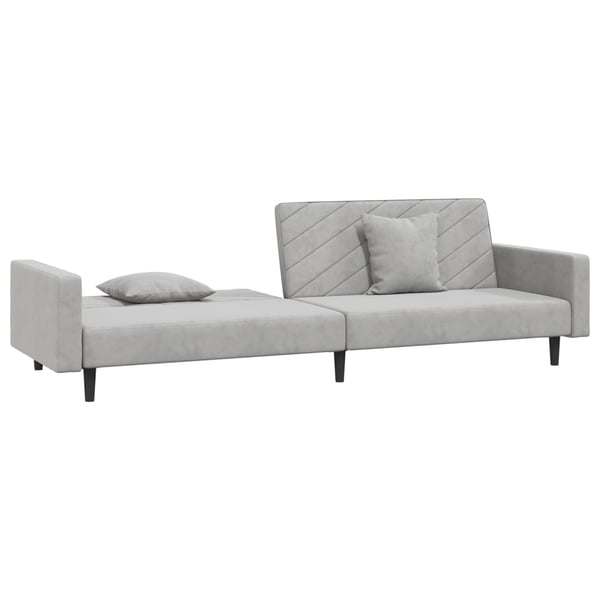 vidaXL 2-personers sovesofa med 2 puder velour lysegrå