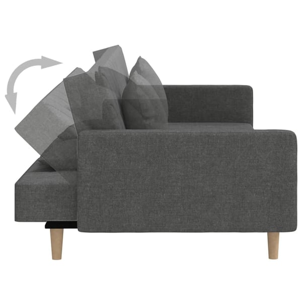 vidaXL Bäddsoffa 2-sits med två kuddar mörkgrå tyg