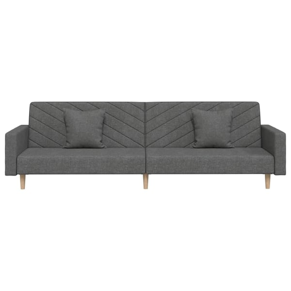 vidaXL Bäddsoffa 2-sits med två kuddar mörkgrå tyg