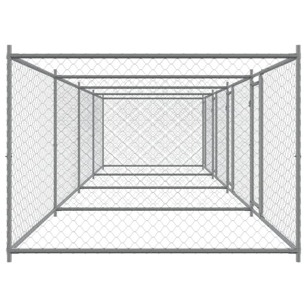 vidaXL Koiranhäkki ovilla harmaa 8x2x1,5 m galvanoitu teräs