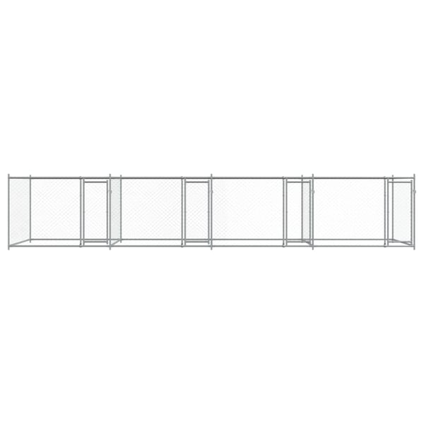 vidaXL Koiranhäkki ovilla harmaa 8x2x1,5 m galvanoitu teräs