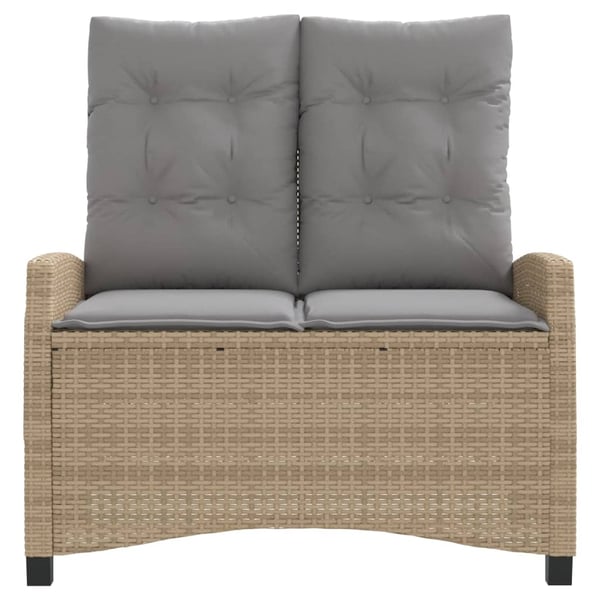 vidaXL havebænk med hynder og lænefunktion polyrattan beige
