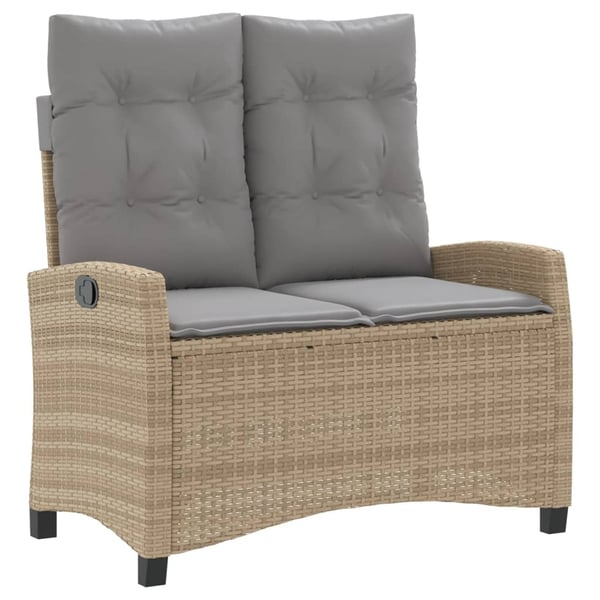 vidaXL havebænk med hynder og lænefunktion polyrattan beige