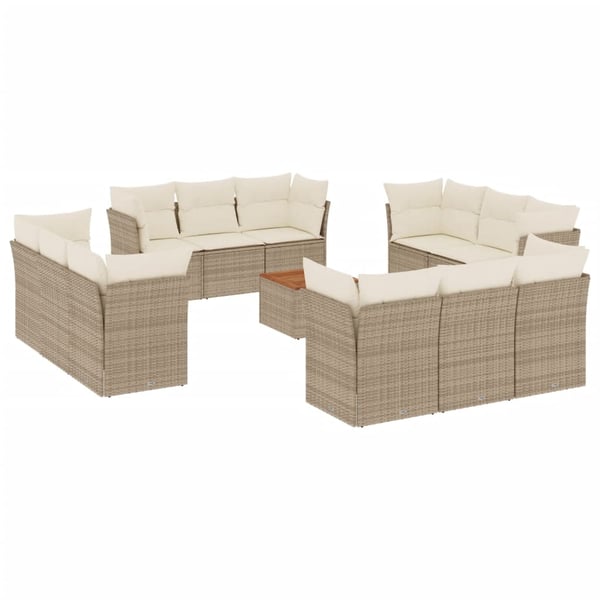vidaXL sofasæt til haven 13 dele med hynder polyrattan beige