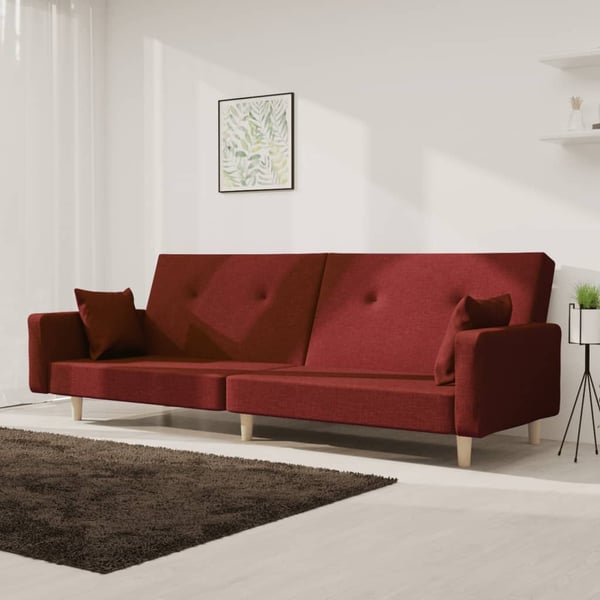 vidaXL 2-personers sovesofa med 2 puder stof vinrød