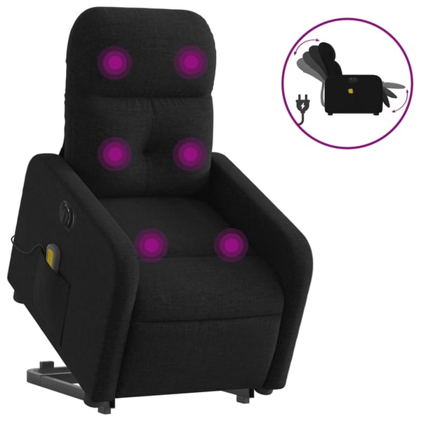 vidaXL elektrisk massagestol med løftefunktion stof sort