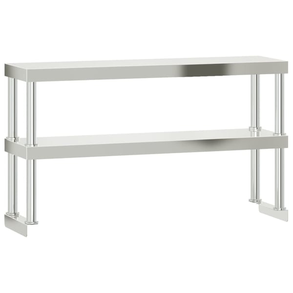 vidaXL Kjøkkenbenk med overhylle 110x55x150 cm rustfritt stål