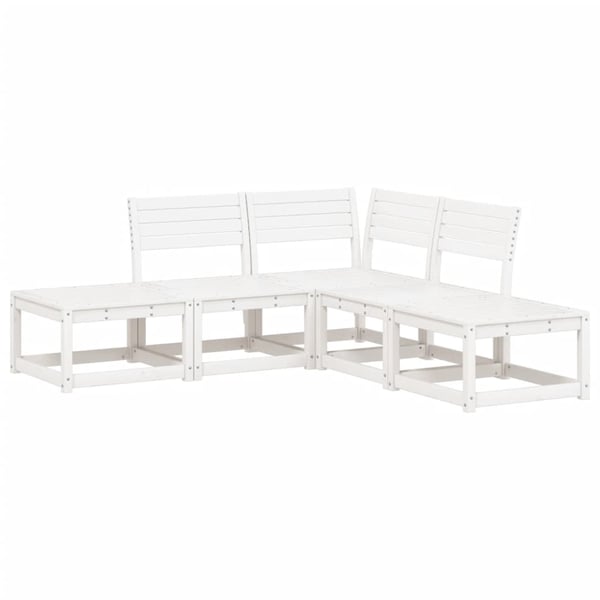 vidaXL Hagesofagruppe 5 deler hvit heltre furu