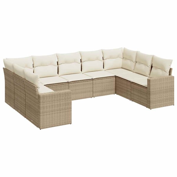 vidaXL sofasæt til haven 9 dele med hynder polyrattan beige