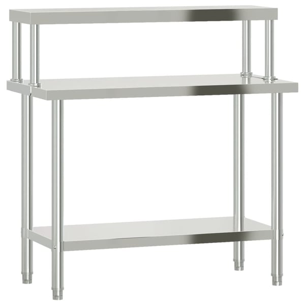 vidaXL Kjøkkenbenk med overhylle 110x55x120 cm rustfritt stål