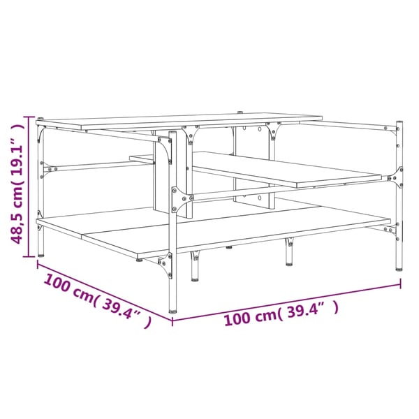 vidaXL Salongbord brun eik 100x100x48,5 cm konstruert tre