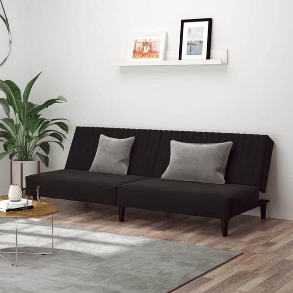vidaXL 2-personers sovesofa fløjl sort