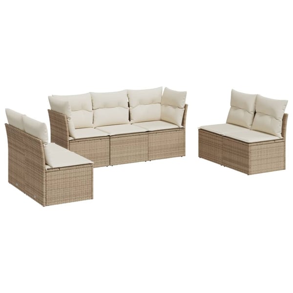 vidaXL sofasæt til haven 7 dele med hynder polyrattan beige