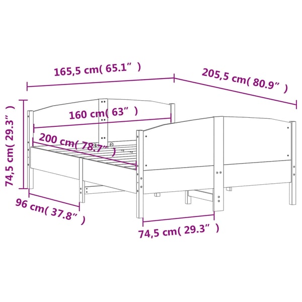 vidaXL Sengeramme uten madrass voksbrun 160x200 cm heltre furu