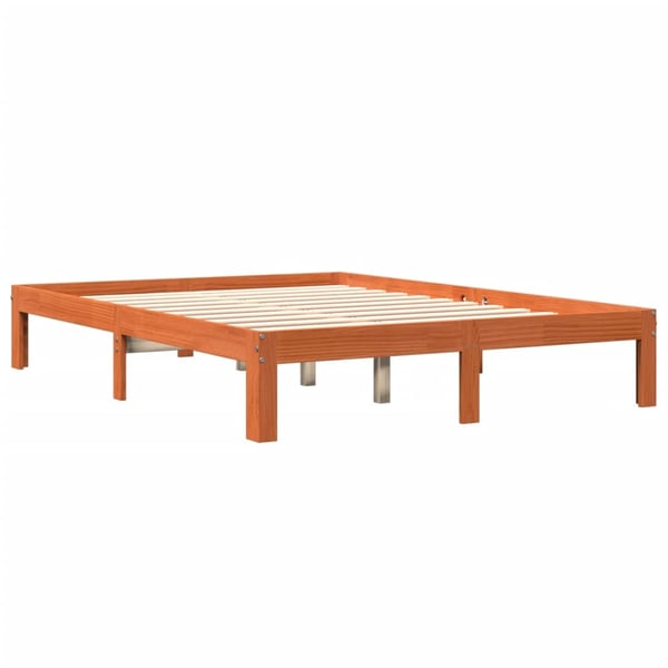vidaXL Sengeramme uten madrass voksbrun 120x190 cm heltre furu